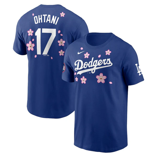 Men Los Angeles Dodgers 17 Ohtani blue MLB 2025 T shirt